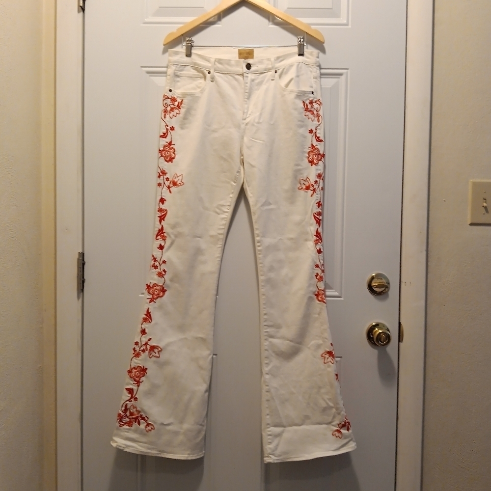 Driftwood Farrah Flare Jeans Isabel Embroidered Wmn’s Sz 31 Boho Cowgirl Western